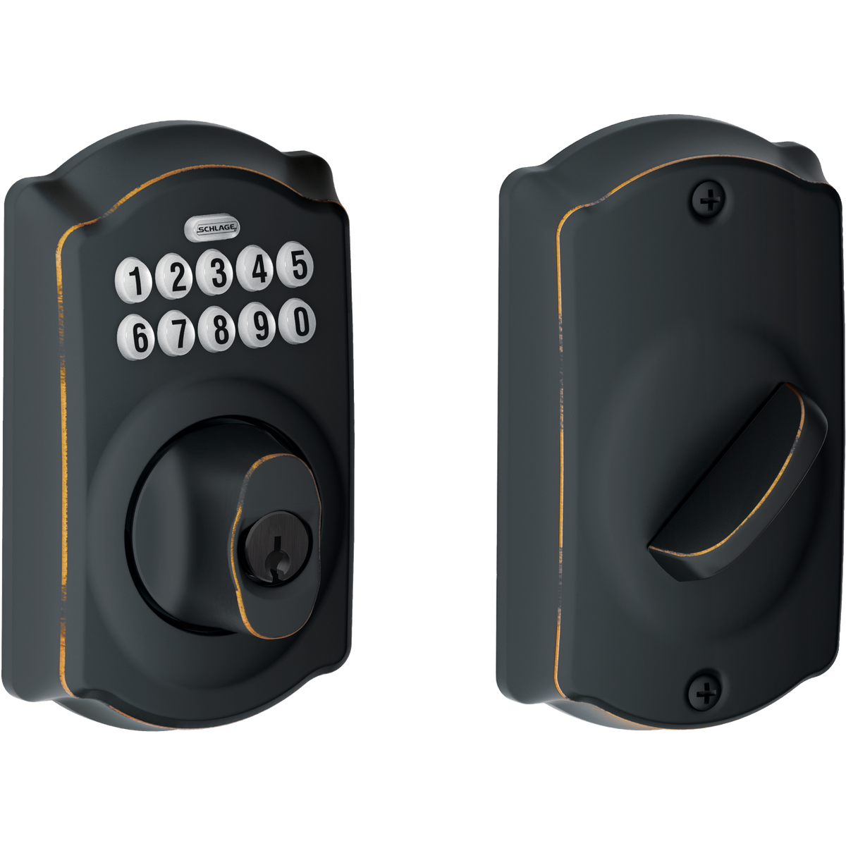 Schlage Keypad Aged Bronze Electronic Deadbolt Image 1