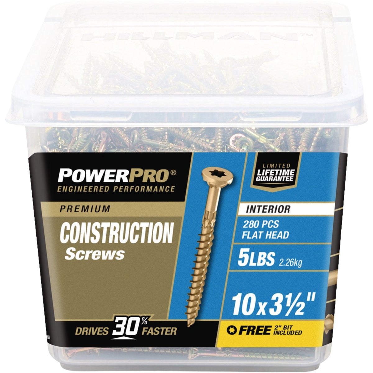 Hillman PowerPro #10 x 3-1/2 In. Premium Interior Construction Screw (280-Count)