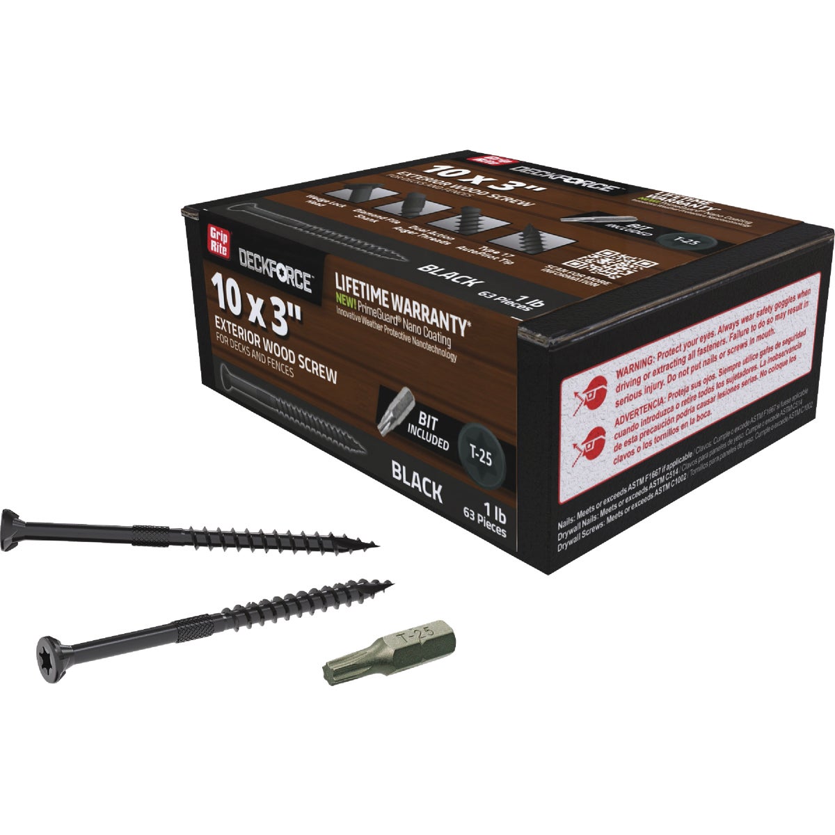 Grip-Rite DeckForce PrimeGuard Nano #10 x 3 In. Star Drive Black Screw (1 Lb.) Image 2