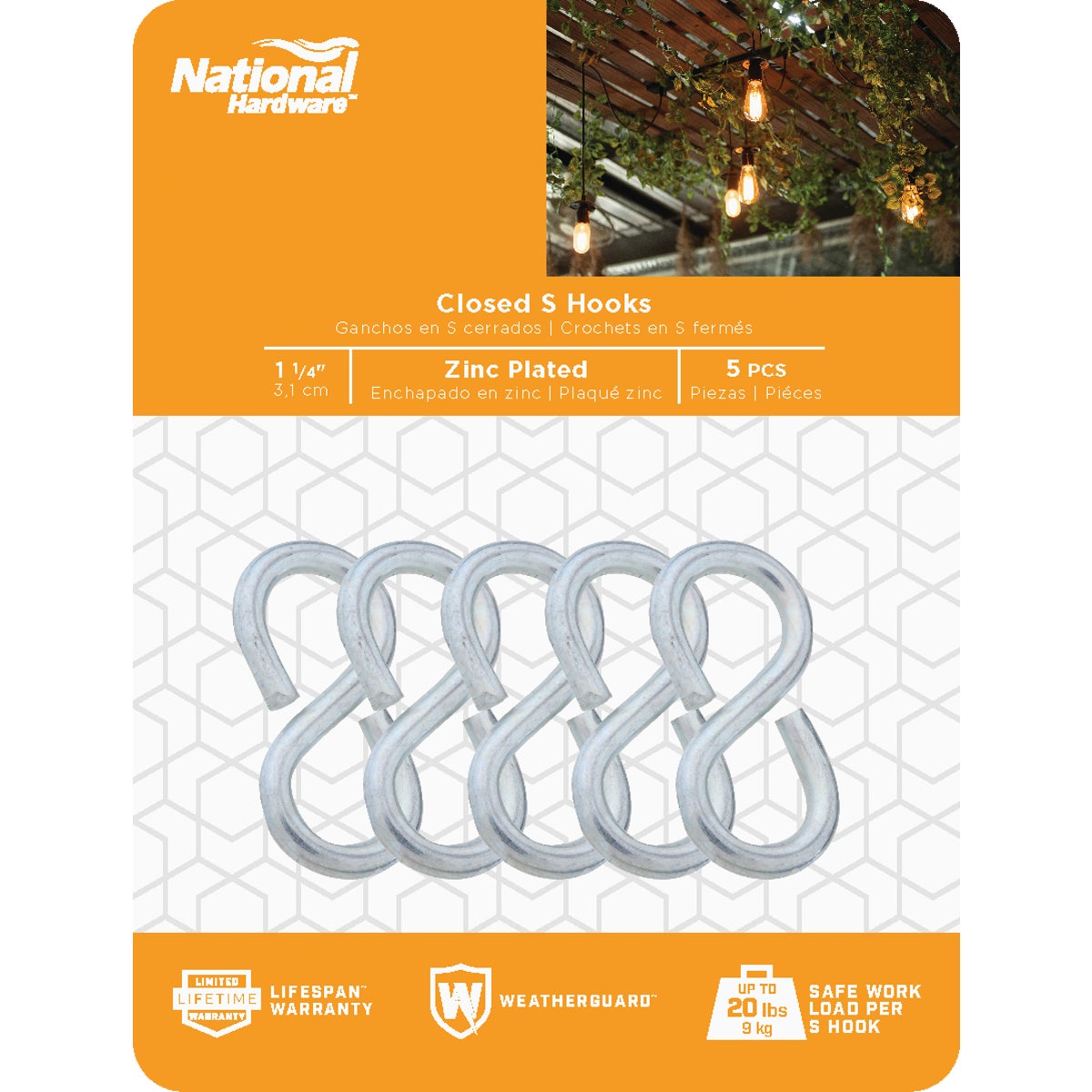 National Hardware 1-1/4 In. Zinc Light Closed S Hook (5-Count) Image 2