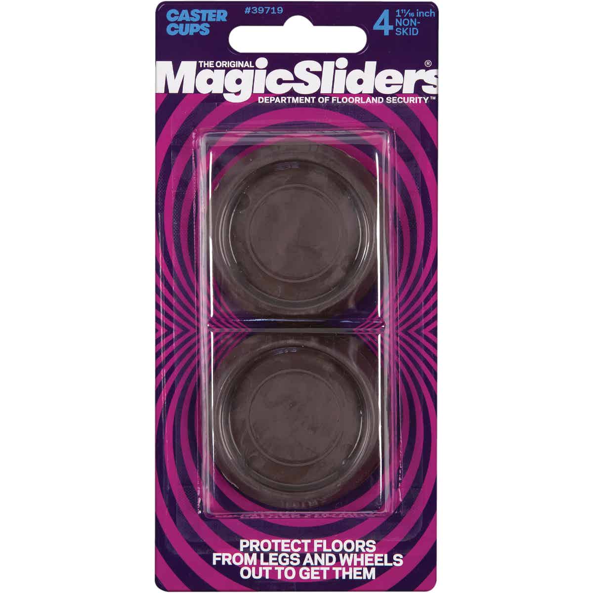 Magic Sliders 1-11/16 In. Inner Diameter Round Walnut Brown Furniture Leg Caster Cup,(4-Pack) Image 2