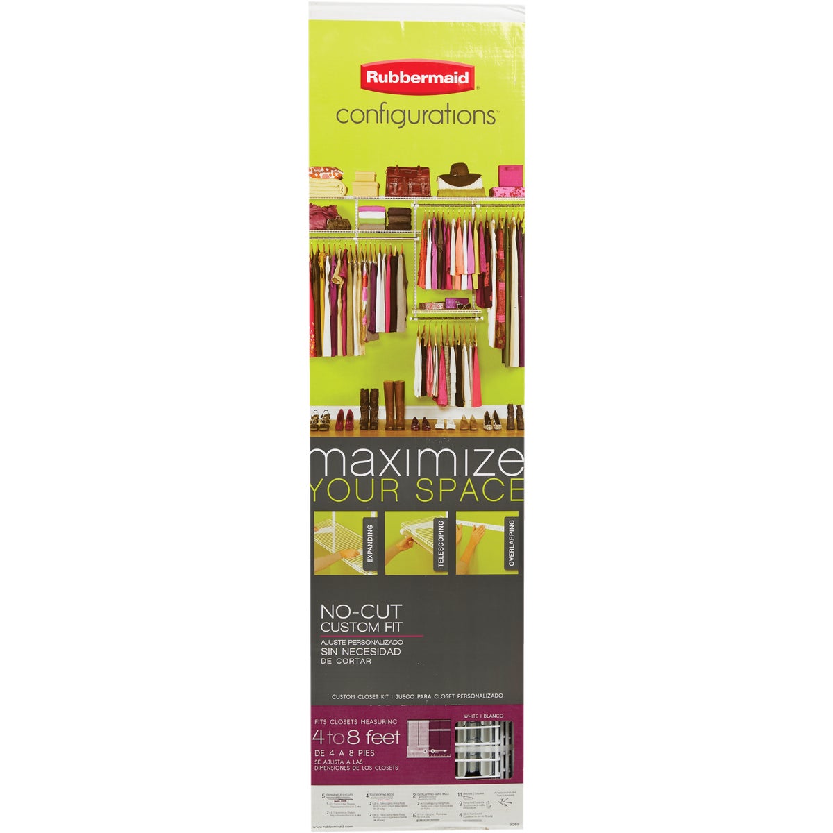 Rubbermaid Configurations 4 Ft. to 8 Ft. No-Cut Adjustable Closet Kit Image 3
