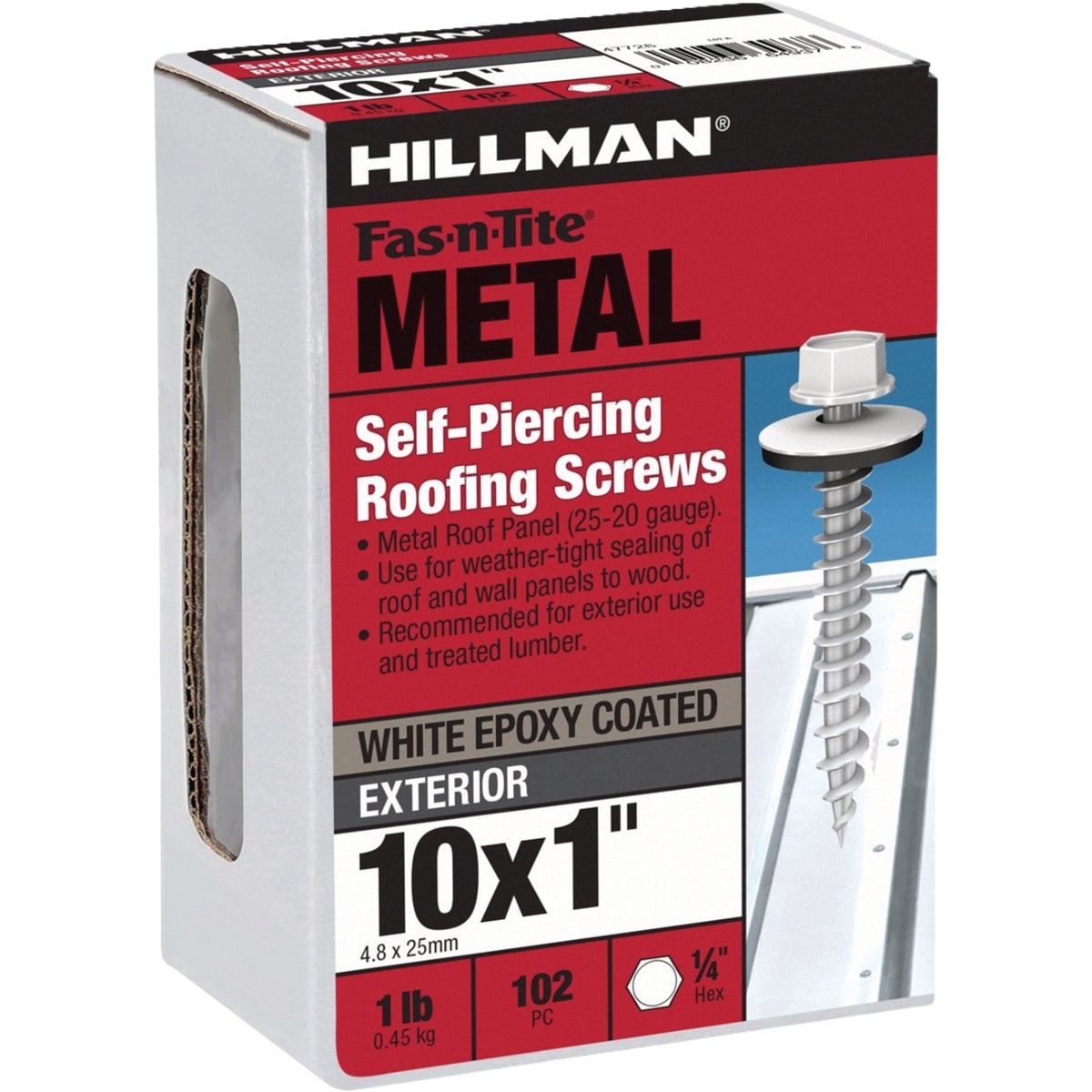 Hillman Fas-n-Tite #10 x 1 In. White Painted Self-Piercing Roofing Screw (102-Count)
