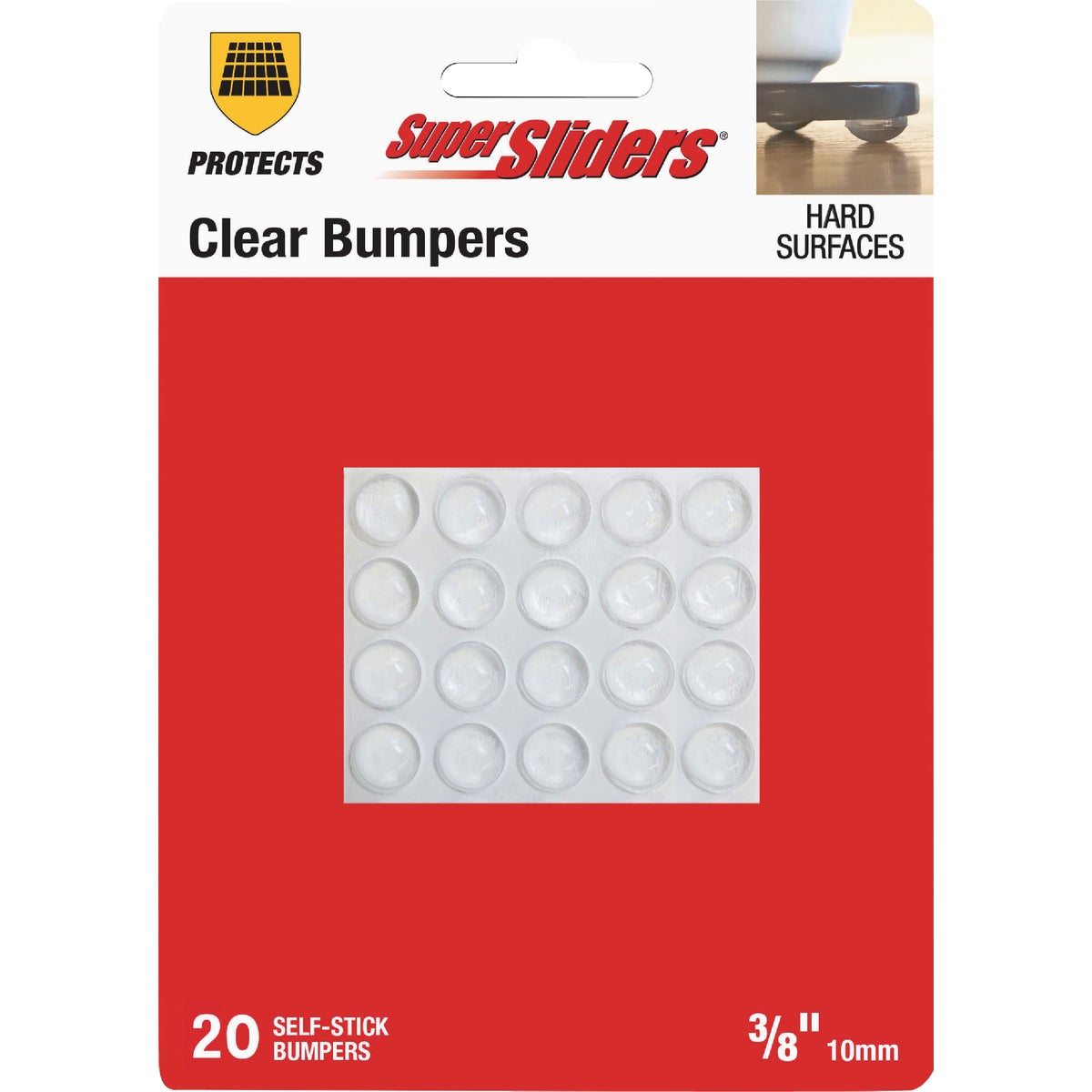 Super Sliders 3/8 In. Clear Round Furniture Wall Bumper (20-Pack)