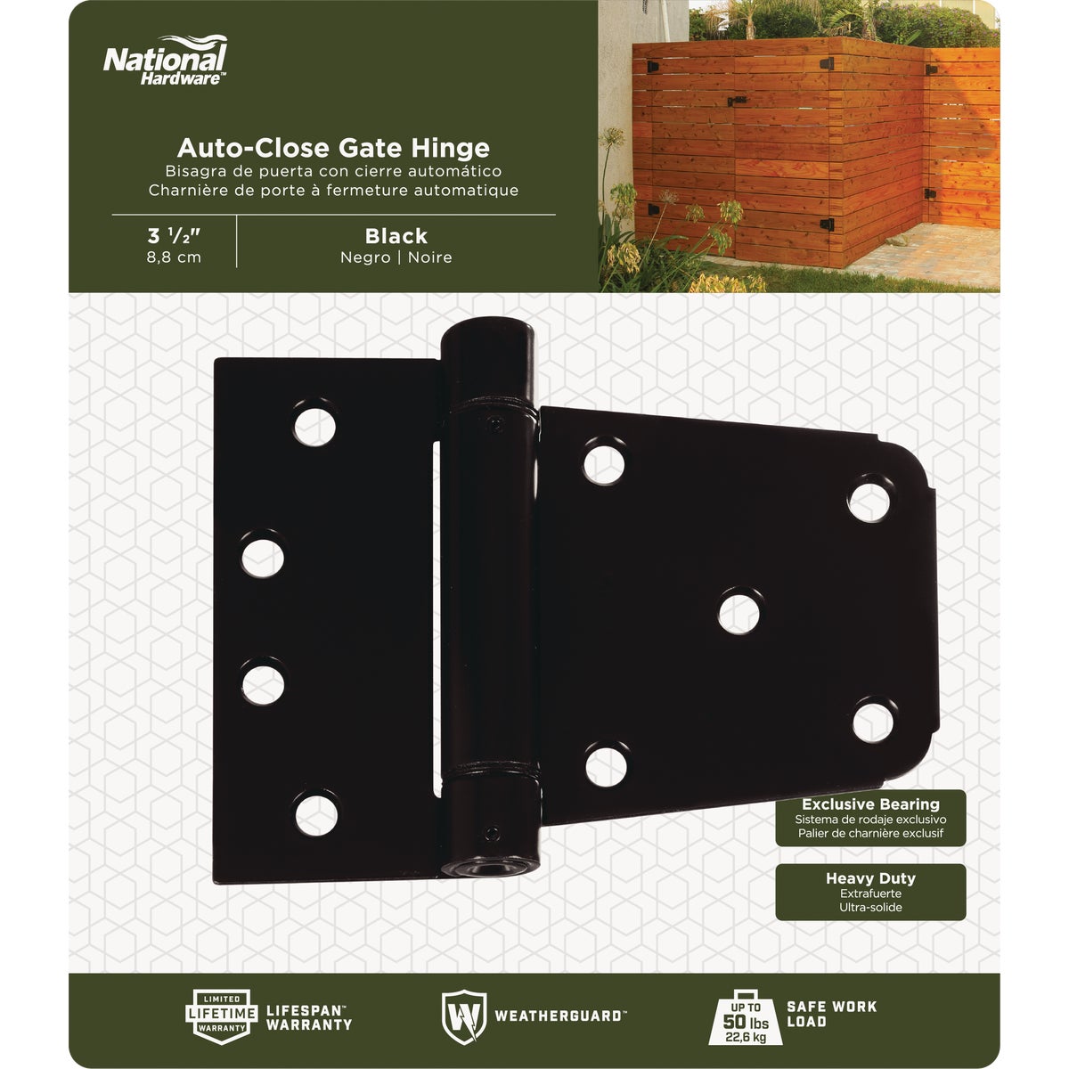 National Hardware 3-1/2 In. Black Heavy-Duty Spring Gate Hinge Image 2