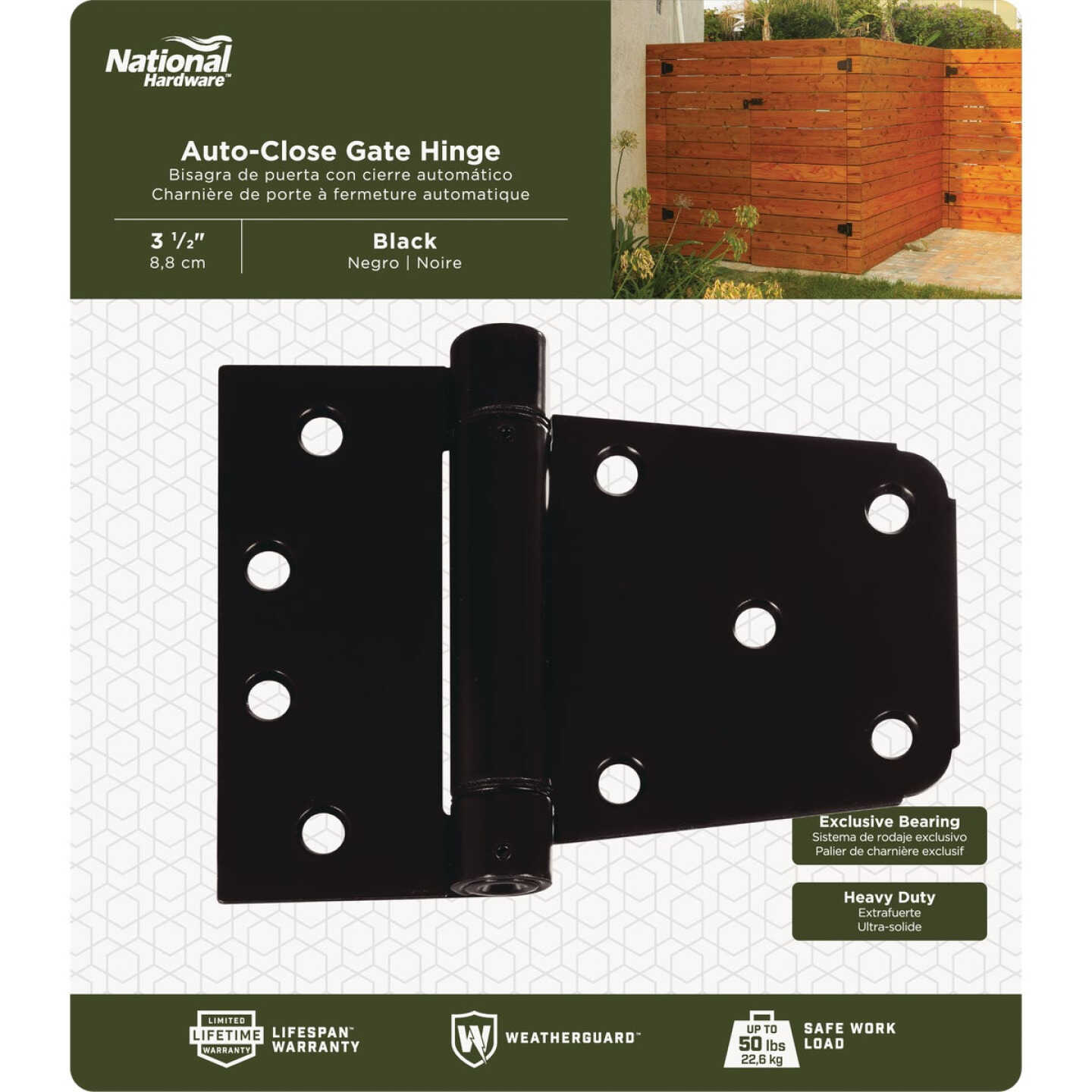 National Hardware 3-1/2 In. Black Heavy-Duty Spring Gate Hinge Image 2