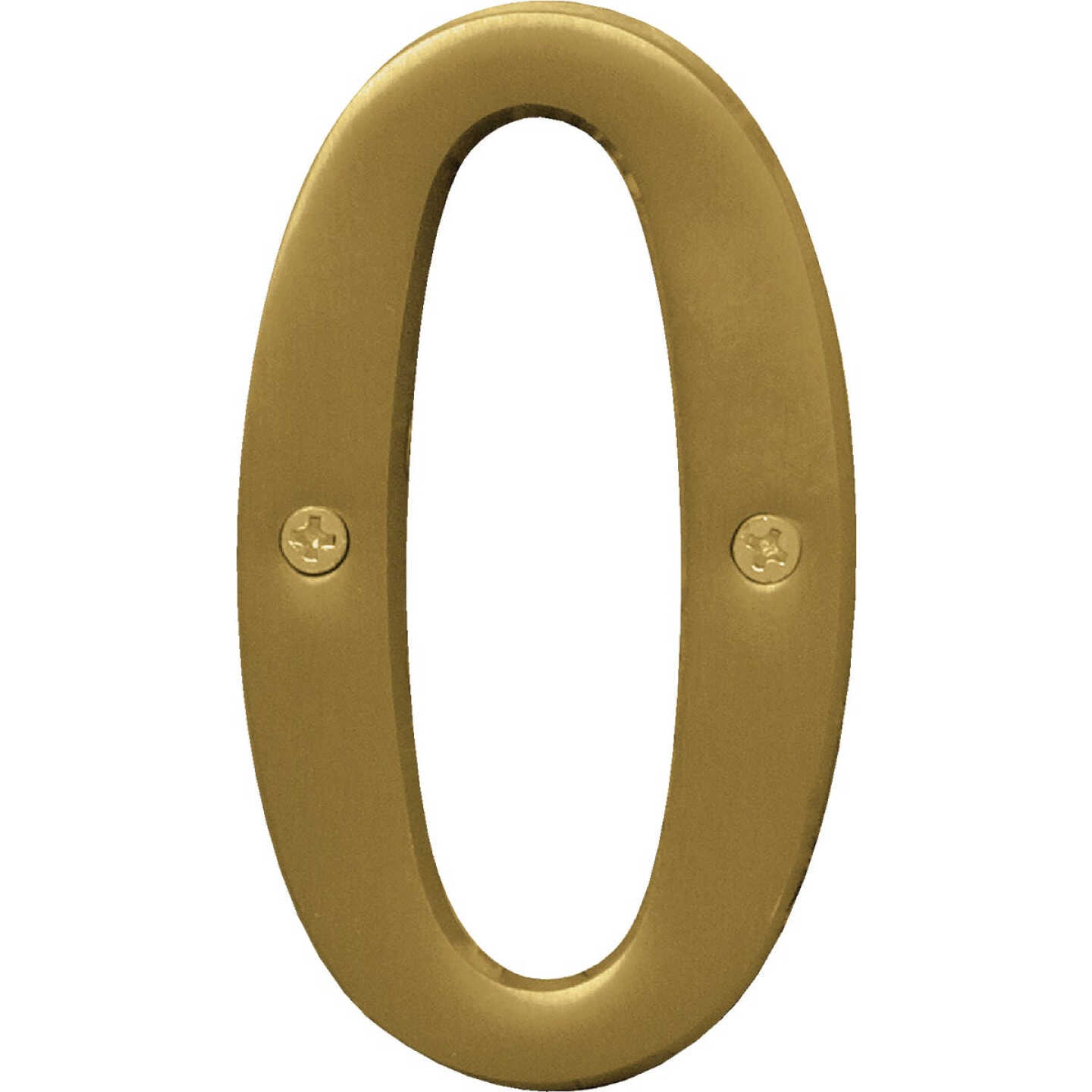 Hy-Ko 4 In. Brushed Brass Number 0 Image 1