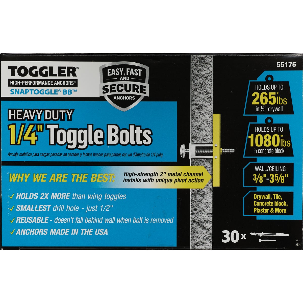 Toggler Snaptoggle 1/4 In.-24 x 2 In. Toggle Bolt (30-Count) Image 7