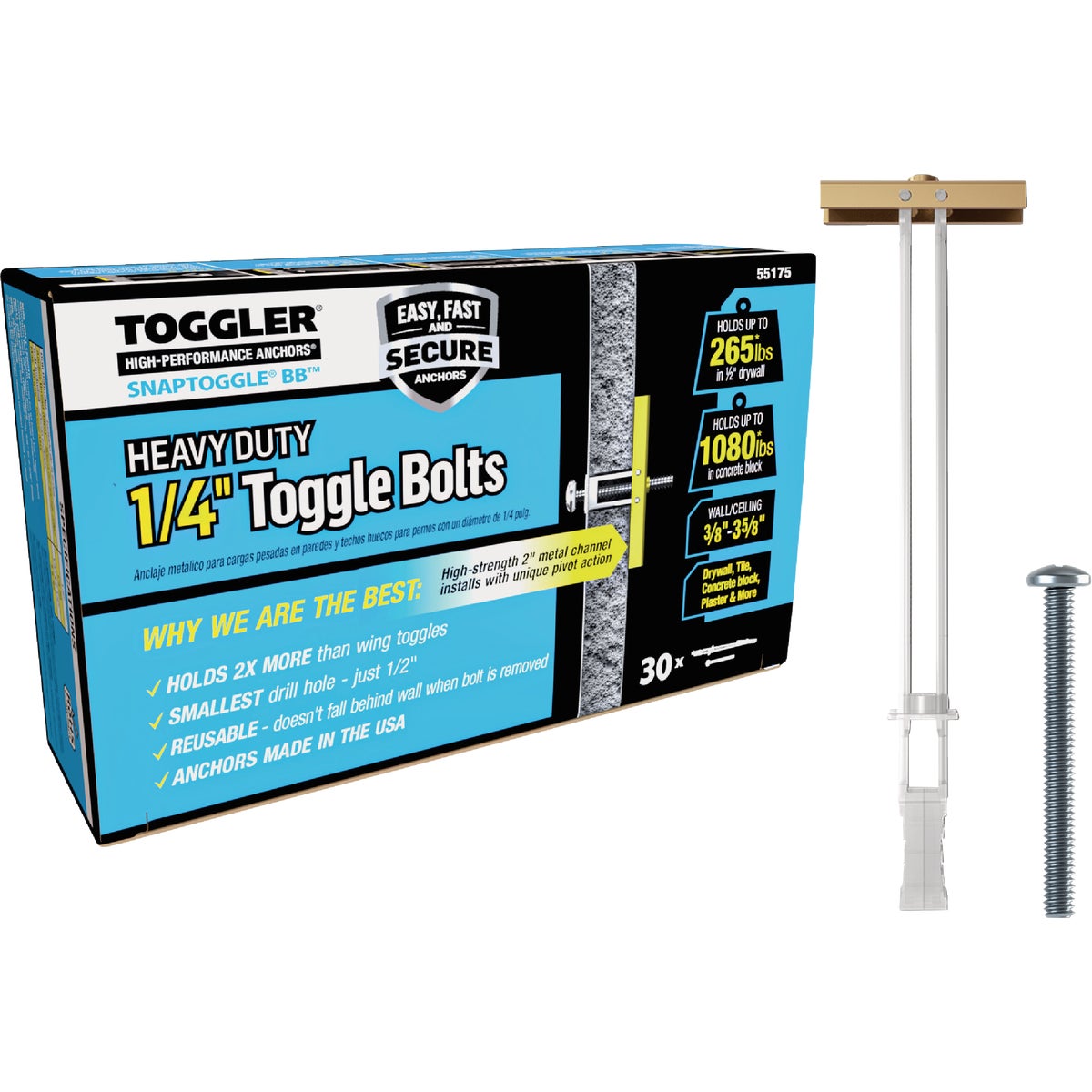 Toggler Snaptoggle 1/4 In.-24 x 2 In. Toggle Bolt (30-Count)