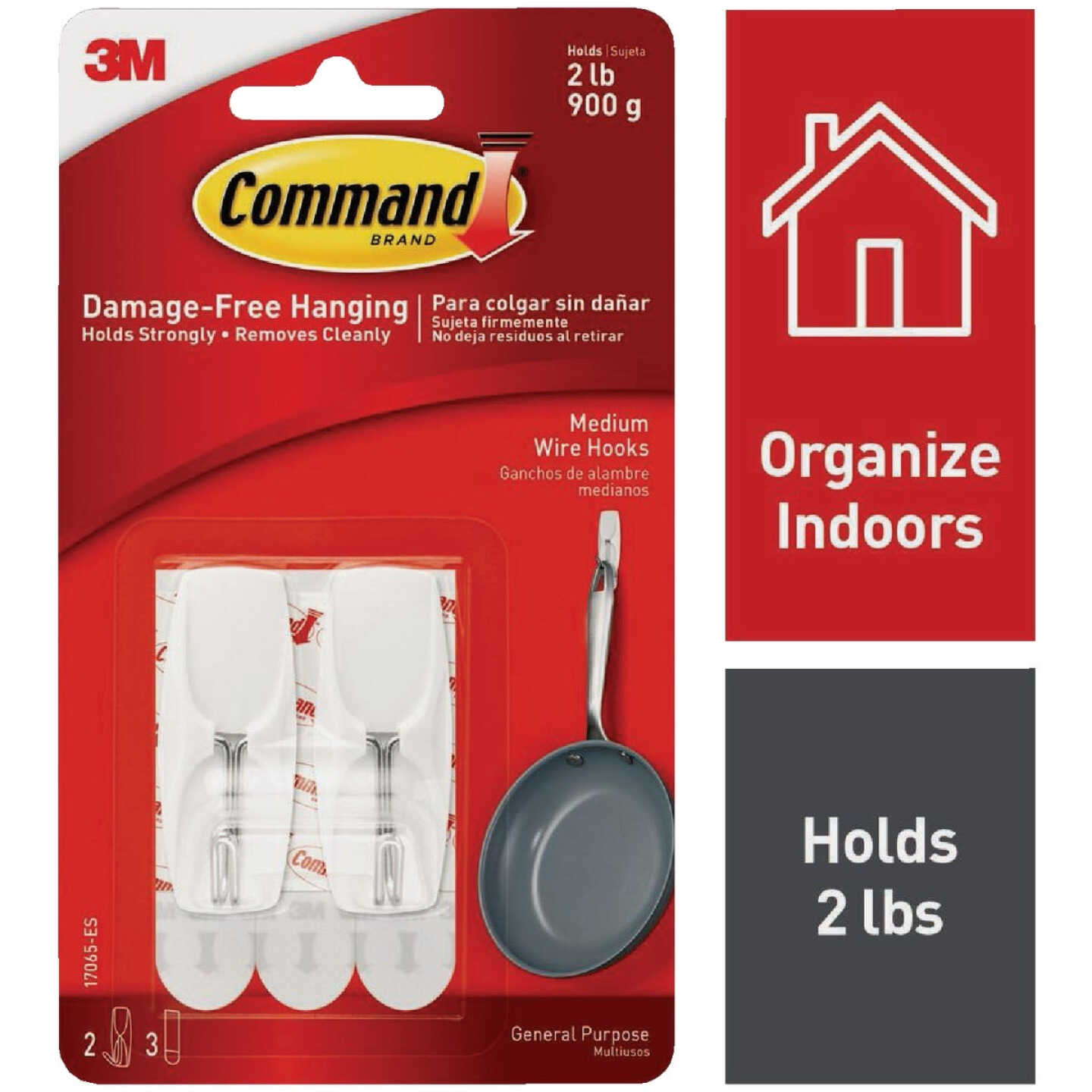Command Medium Wire Hook, White, 2 Hooks, 3 Strips Image 1