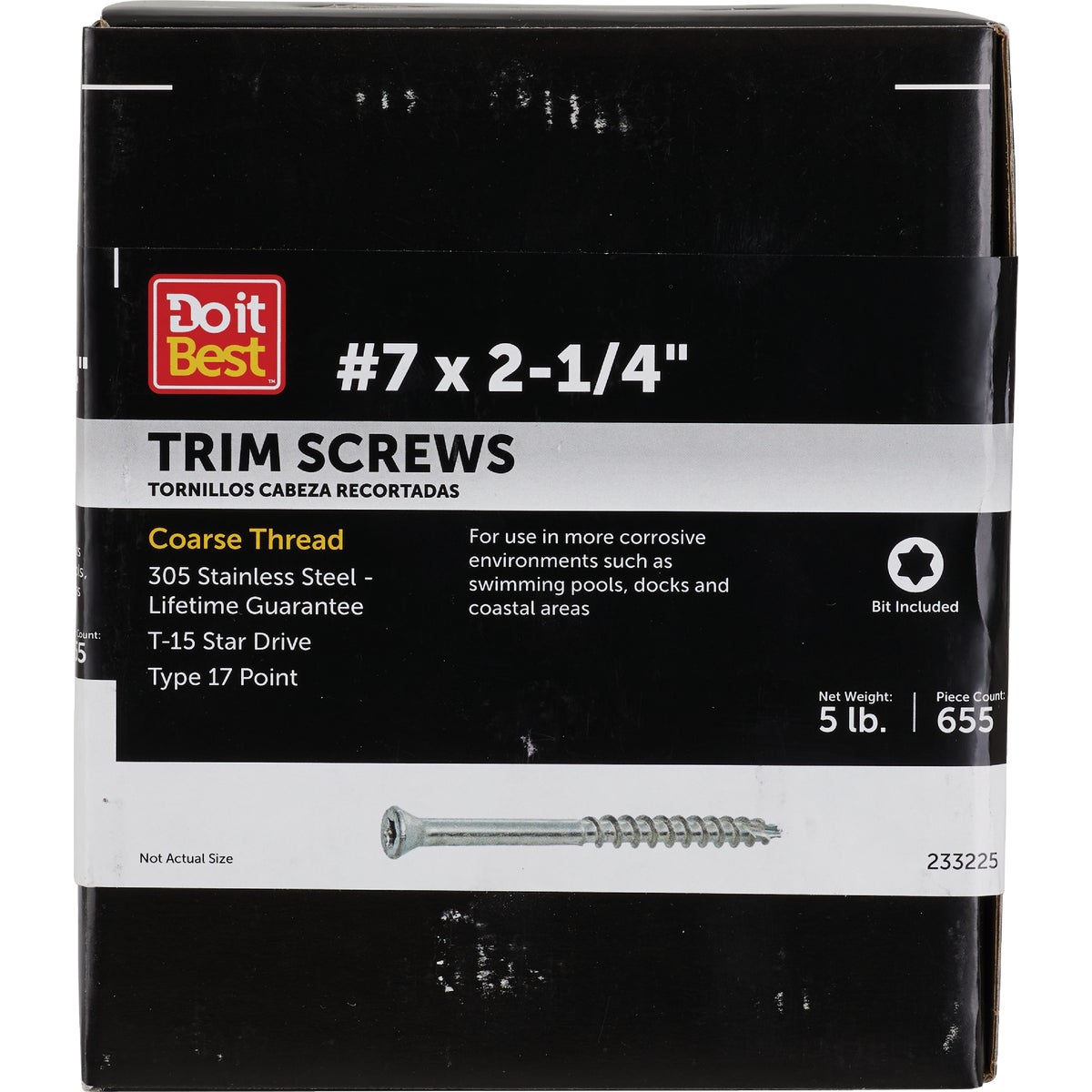 Grip-Rite PrimeGuard Max 2-1/4 In. T15 Star Drive Trim Head Stainless Steel Deck Screw (5 Lb.)