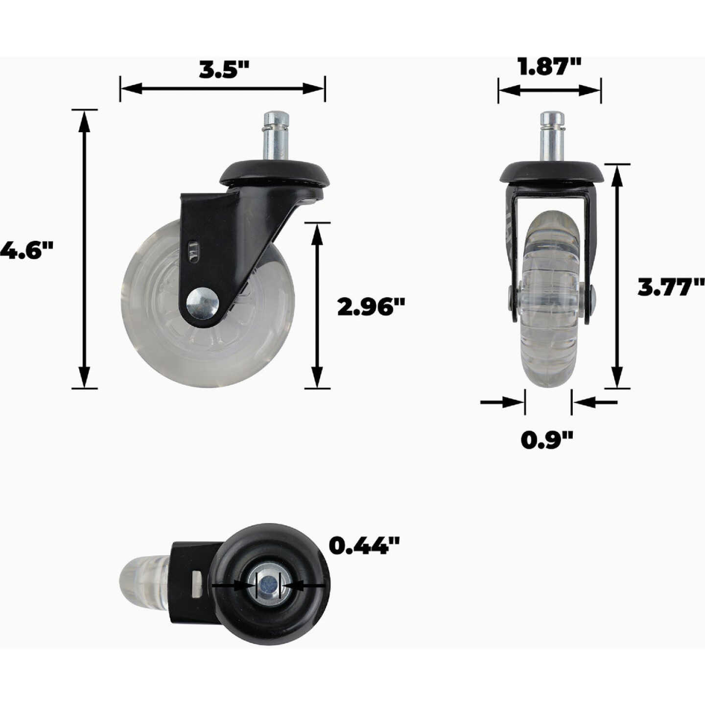 Shepherd Hardware 3 In. Clear Rollerblade Stem Caster (5-Pack) Image 2
