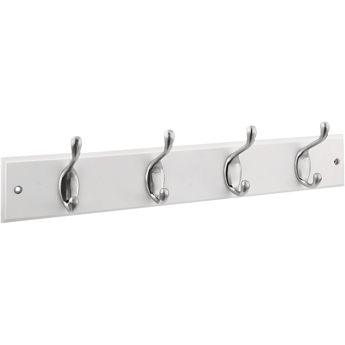 National Hardware 18 In. 4-Hook Satin Nickel/White Hook Rail
