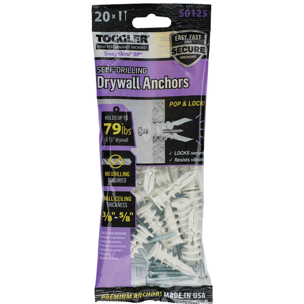 Toggler SnapSkru #8 x 1-1/2 In. 79 Lb. Nylon Self-Drilling Drywall Anchor (20-Count) Image 7