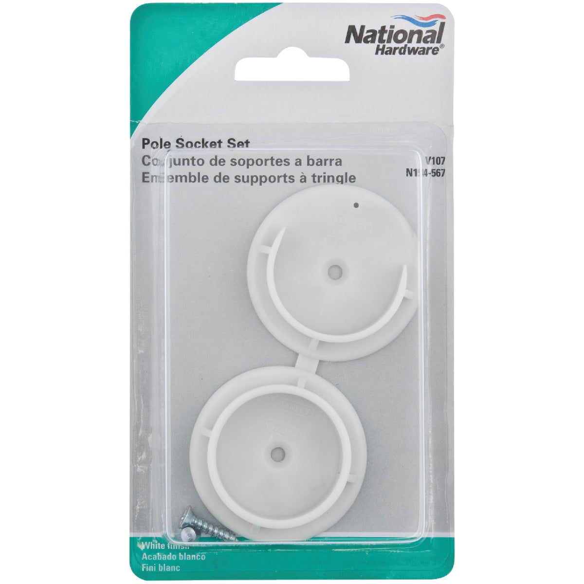 National Hardware 1-3/8 In. White Plastic Closet Rod Socket (2-Pack) Image 2