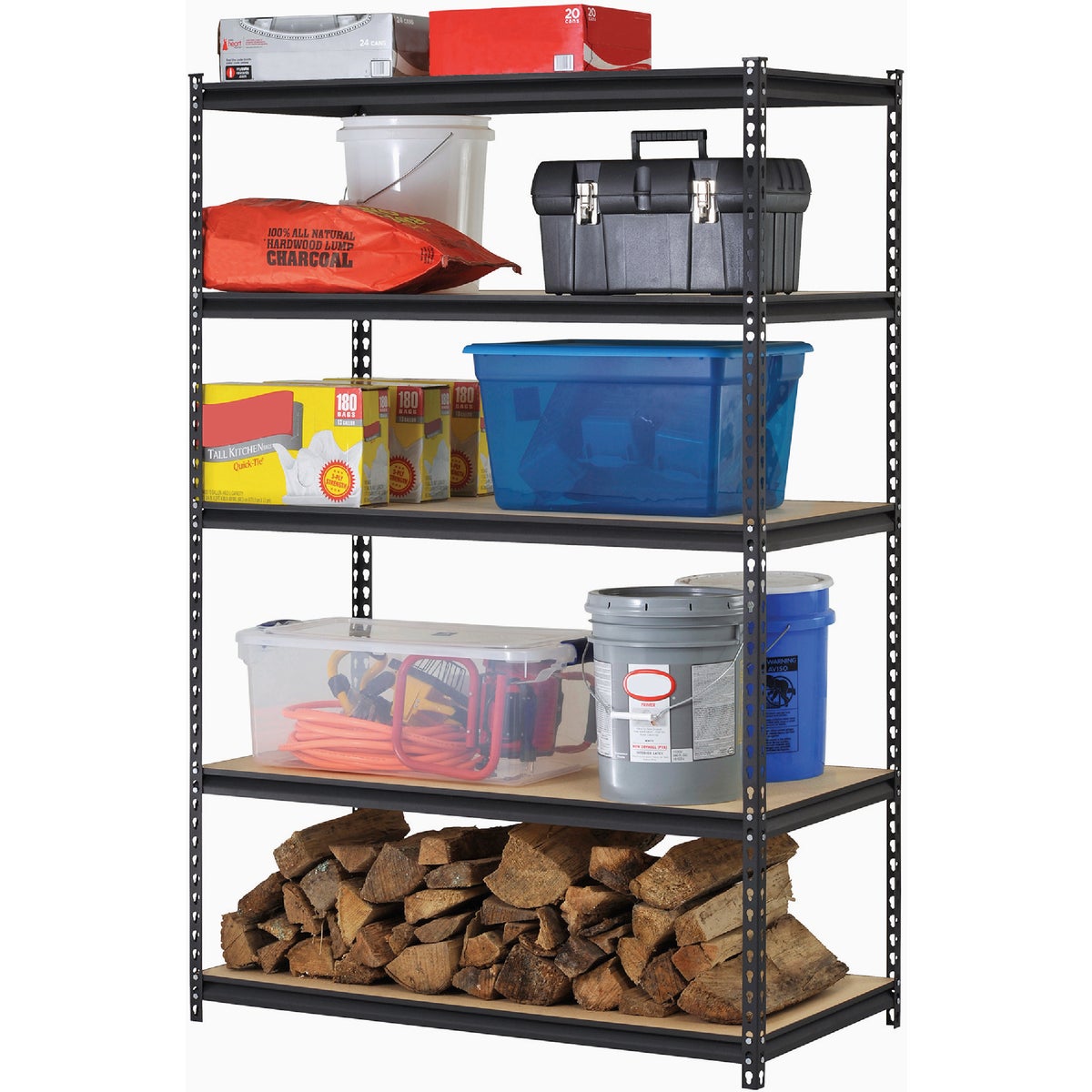 Muscle Rack 48 In. x 24 In. x 72 In. 5-Tier Black Shelving Unit Image 2