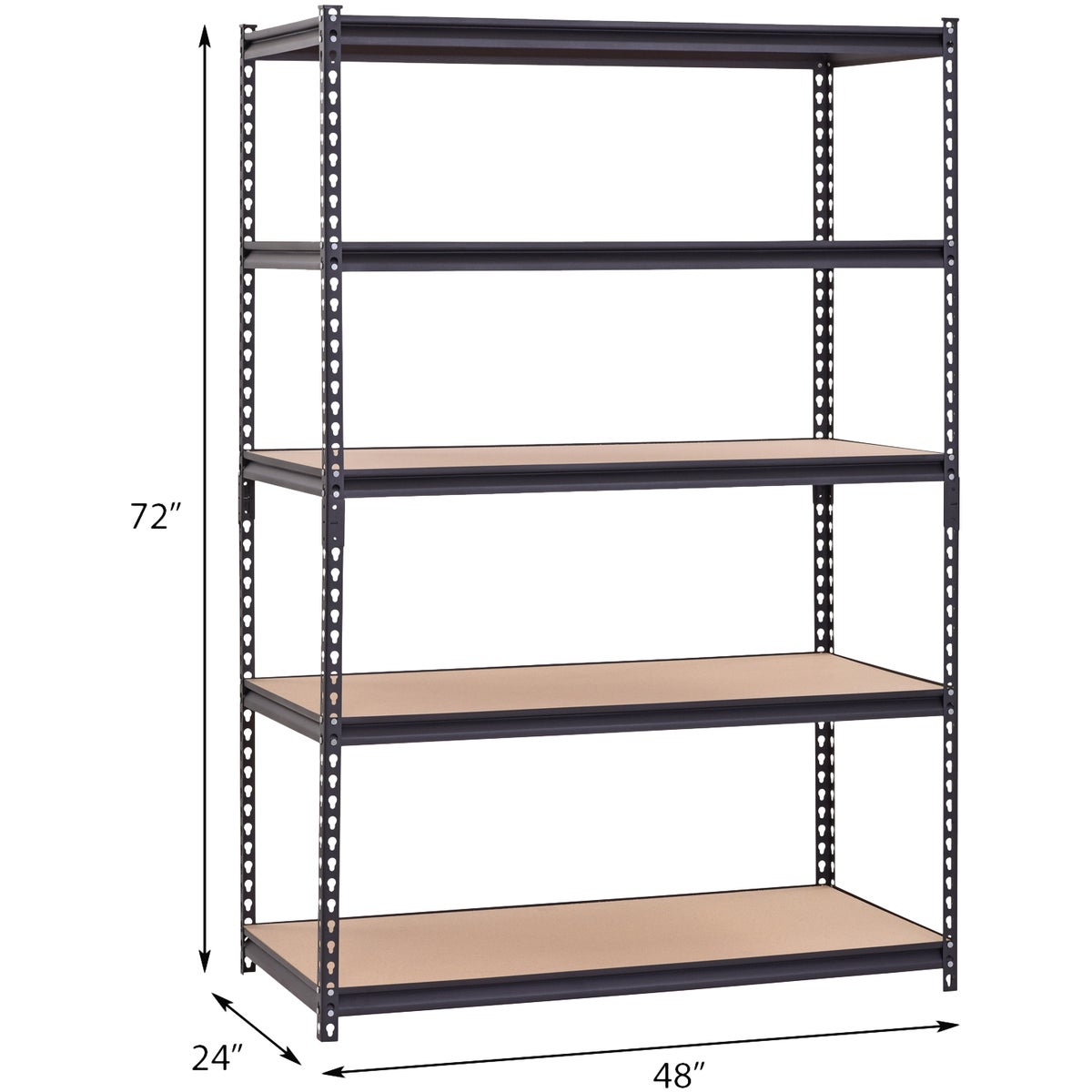Muscle Rack 48 In. x 24 In. x 72 In. 5-Tier Black Shelving Unit Image 7