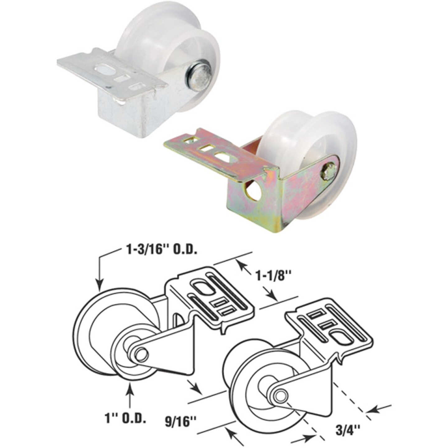 Prime-Line Steel White Nylon Front Drawer Roller Image 1