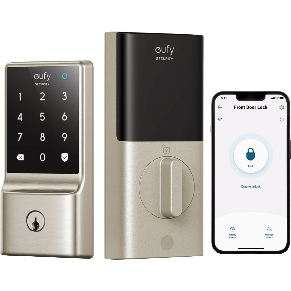 eufy Smart Lock C210 Satin Nickel 5-In-1 Keyless Entry Door Lock Image 1