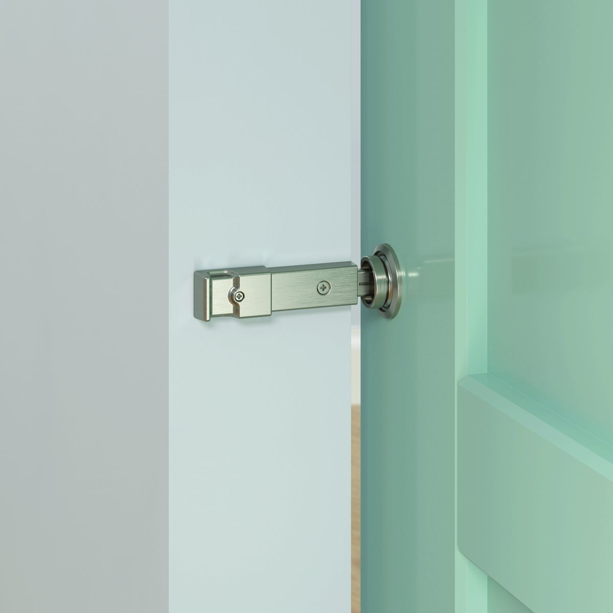National Hardware Satin Nickel Barn Door Lock Image 2