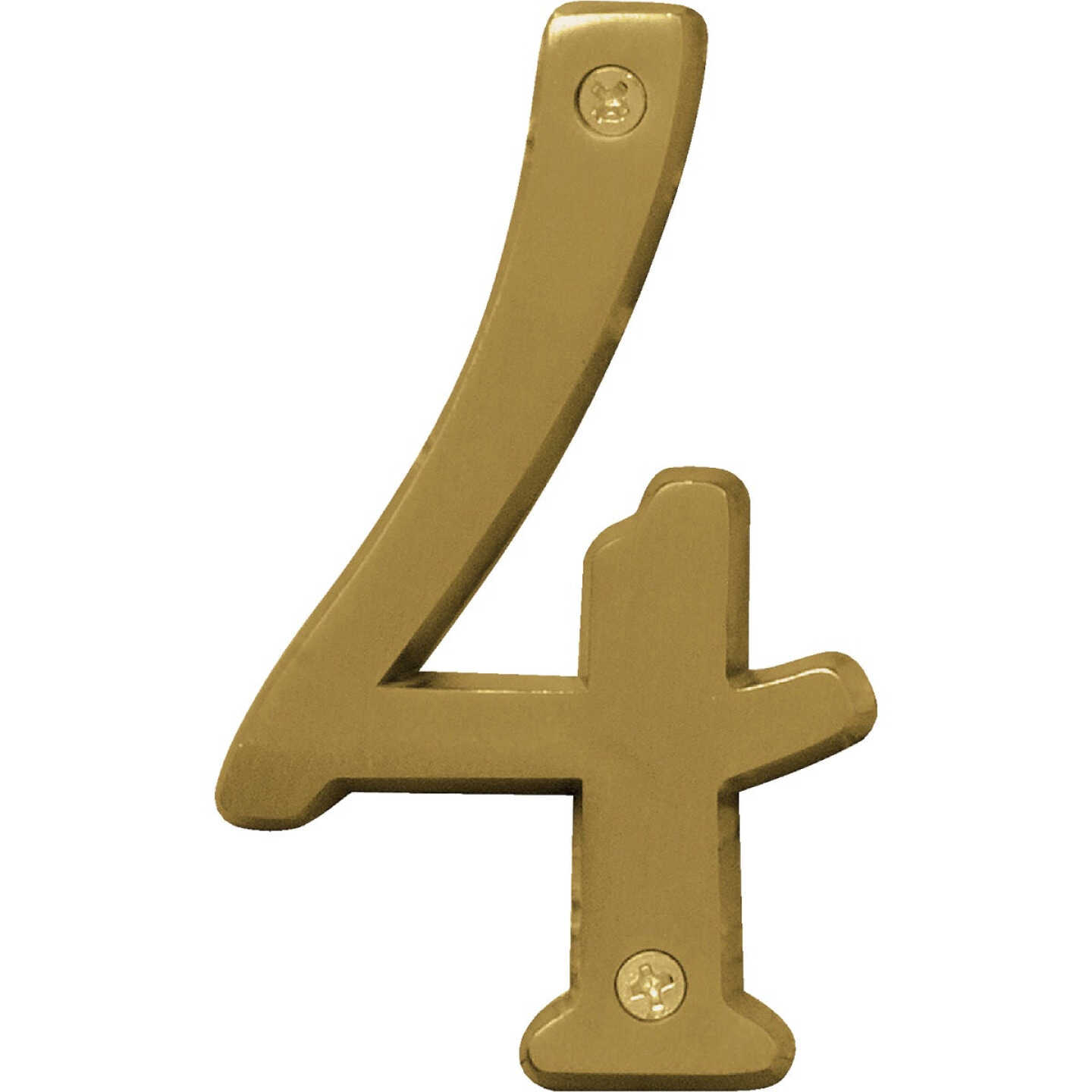 Hy-Ko 4 In. Brushed Brass Number 4 Image 1