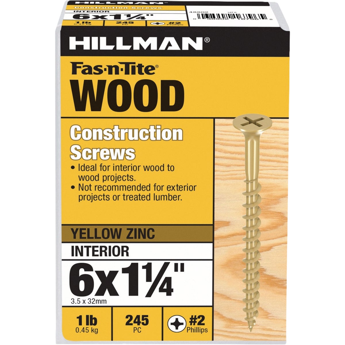 Hillman Fas-n-Tite #6 x 1-1/4 In. Phillips Bugle Head Interior Construction Wood Screw (245-Count)