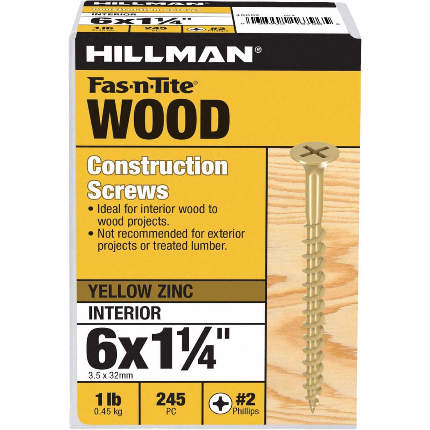 Hillman Fas-n-Tite #6 x 1-1/4 In. Phillips Bugle Head Interior Construction Wood Screw (245-Count) Image 1