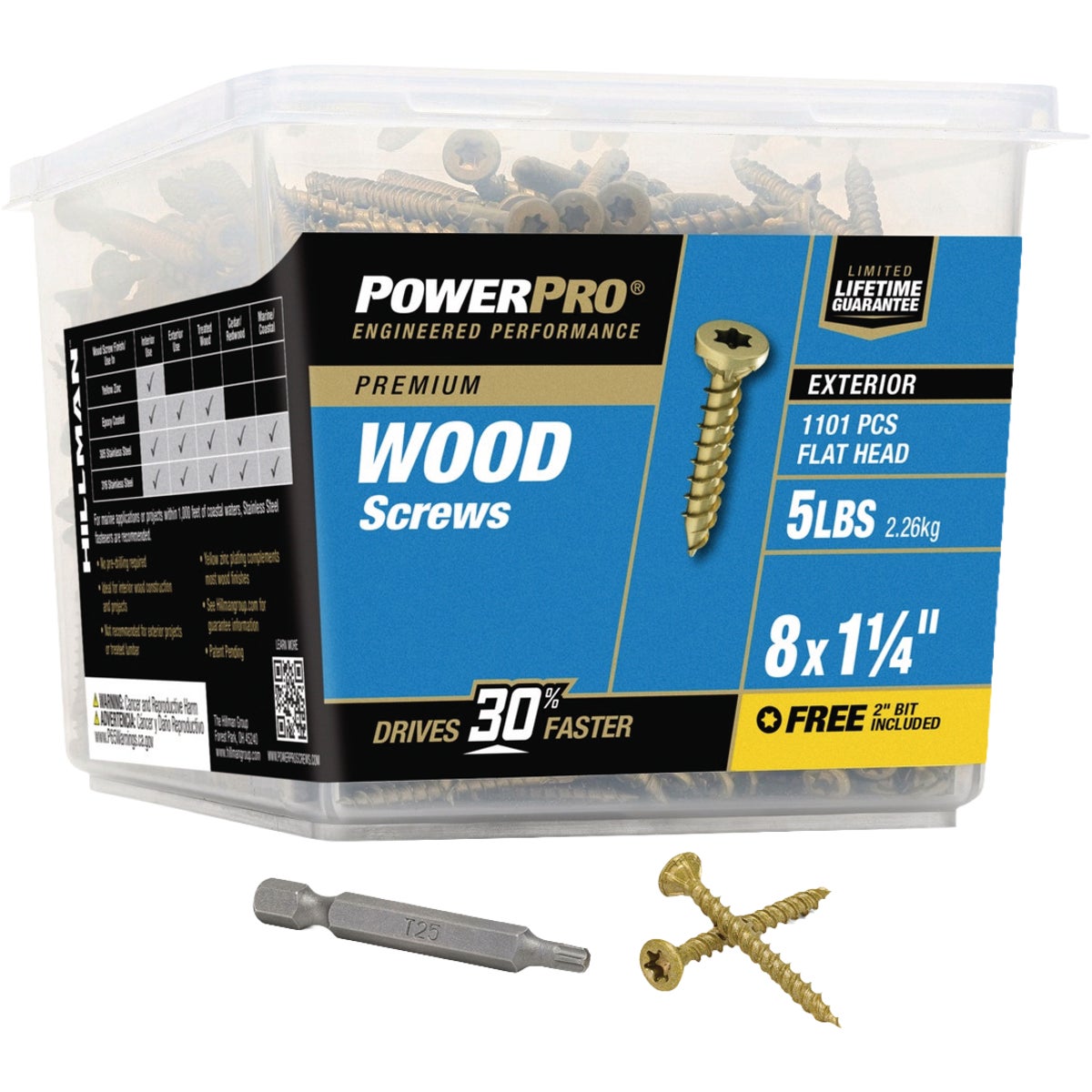 Hillman PowerPro #8 x 1-1/4 In. Premium Exterior Wood Screw (1101-Count) Image 1