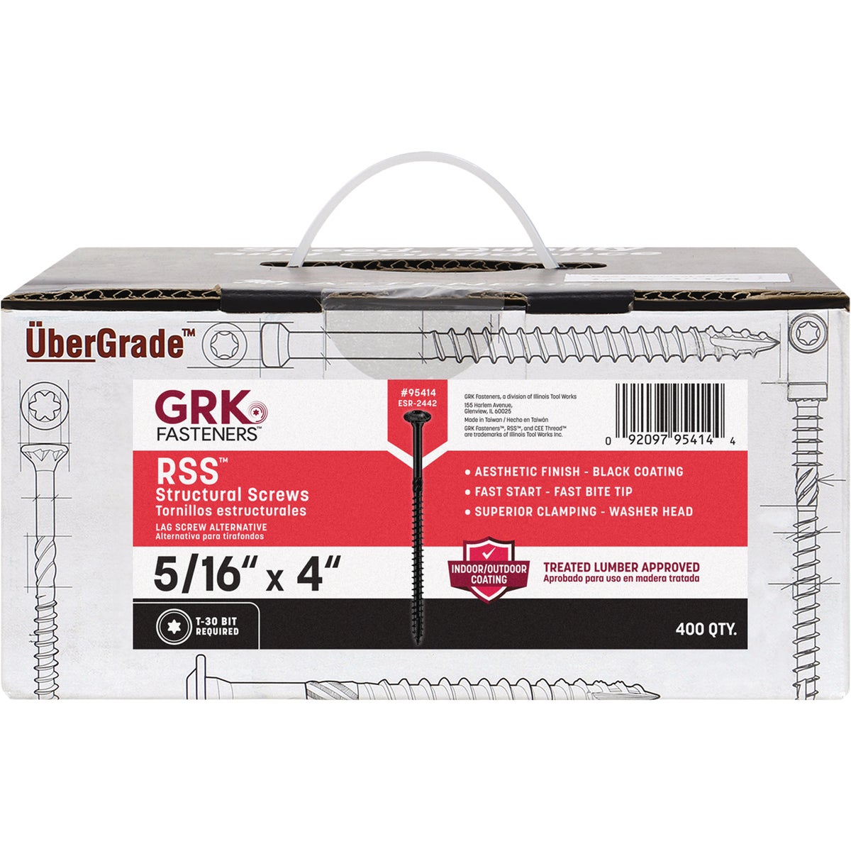 GRK RSS 5/16 In. x 4 In. Black Exterior Wood  Structural Screw Screw (400-Count) Image 1
