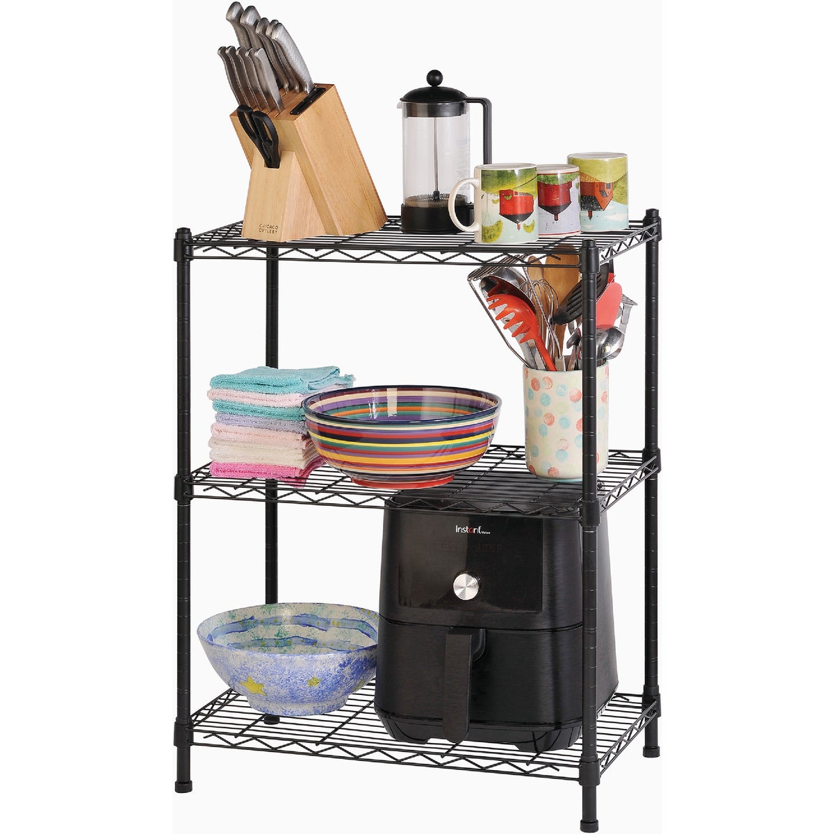 Muscle Rack 24 In. x 14 In. x 30 In. 3-Tier Black Wire Shelving Unit Image 3