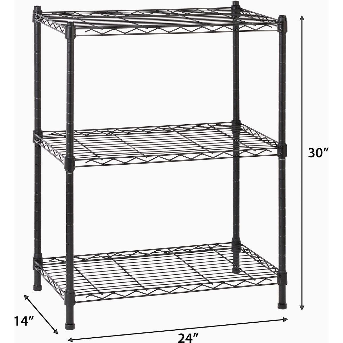 Muscle Rack 24 In. x 14 In. x 30 In. 3-Tier Black Wire Shelving Unit Image 2