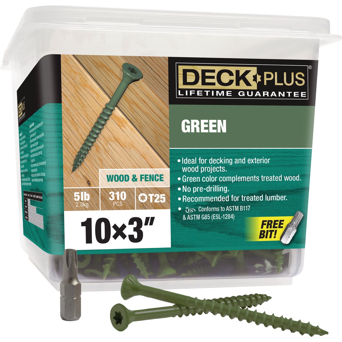 Hillman Deck Plus #10 x 3 In. Green Deck Screw (310-Count) Image 1