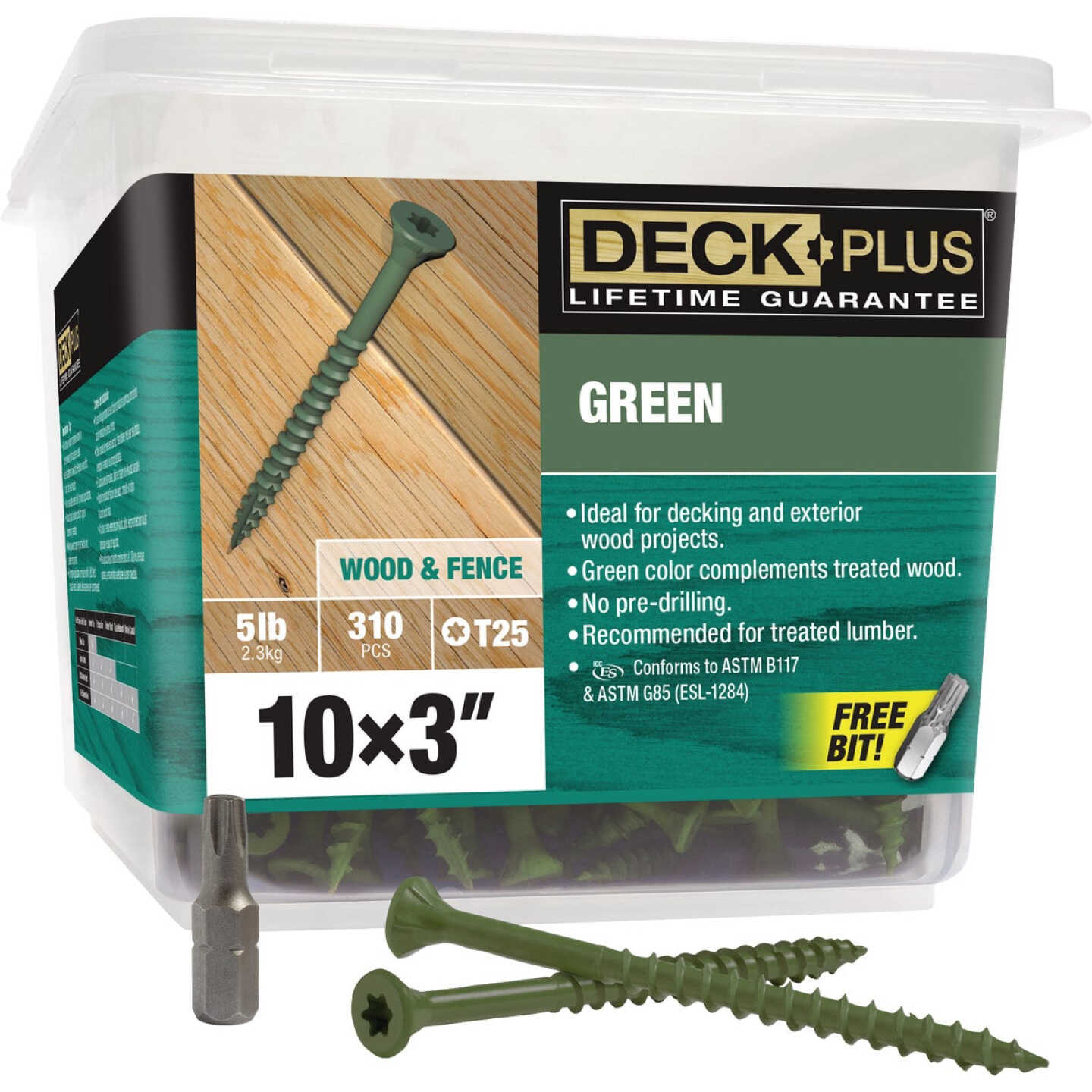 Hillman Deck Plus #10 x 3 In. Green Deck Screw (310-Count) Image 1