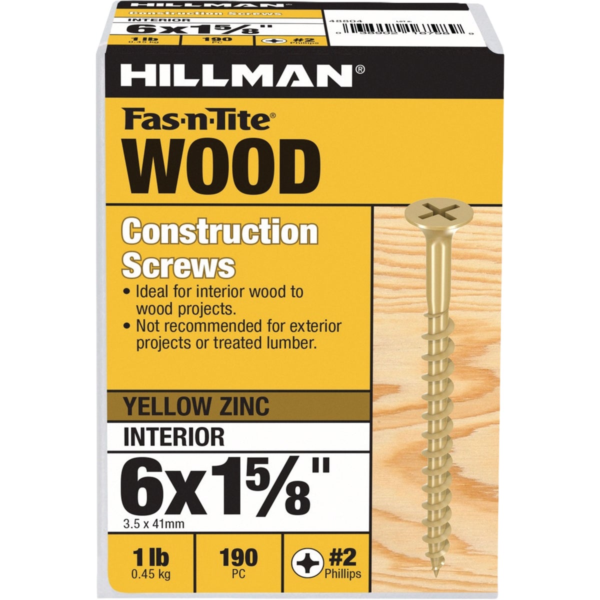 Hillman Fas-n-Tite #6 x 1-5/8 In. Phillips Bugle Head Interior Construction Wood Screw (190-Count)