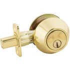 Steel Pro Polished Brass Single Cylinder Deadbolt Image 1