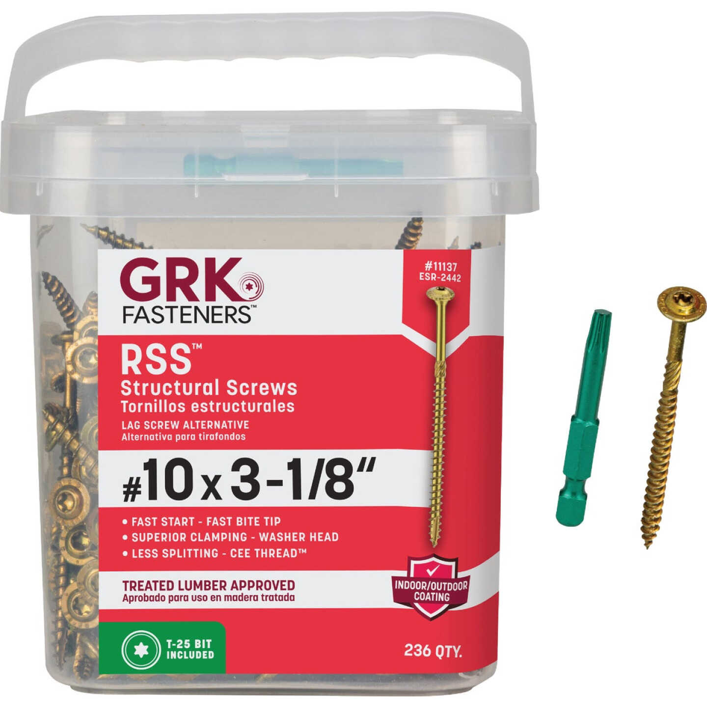 GRK RSS Rugged #10 x 3-1/8 In. Star Drive Washer-Head Structure Screw (236-Count) Image 1