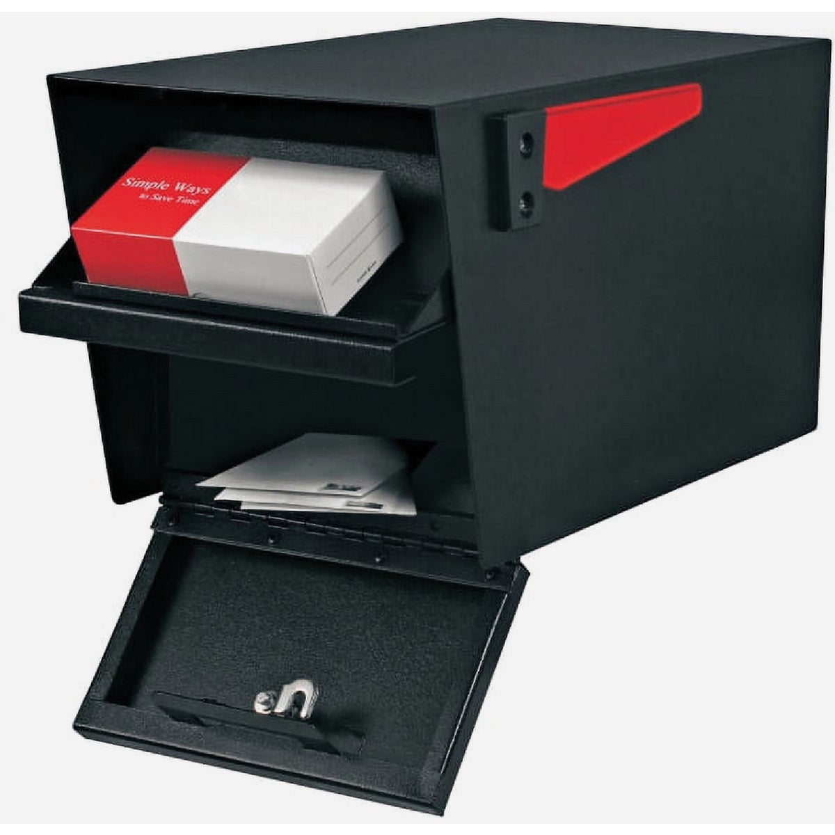 Mail Boss Mail Manager Black Steel Locking Security Post Mount Mailbox Image 2