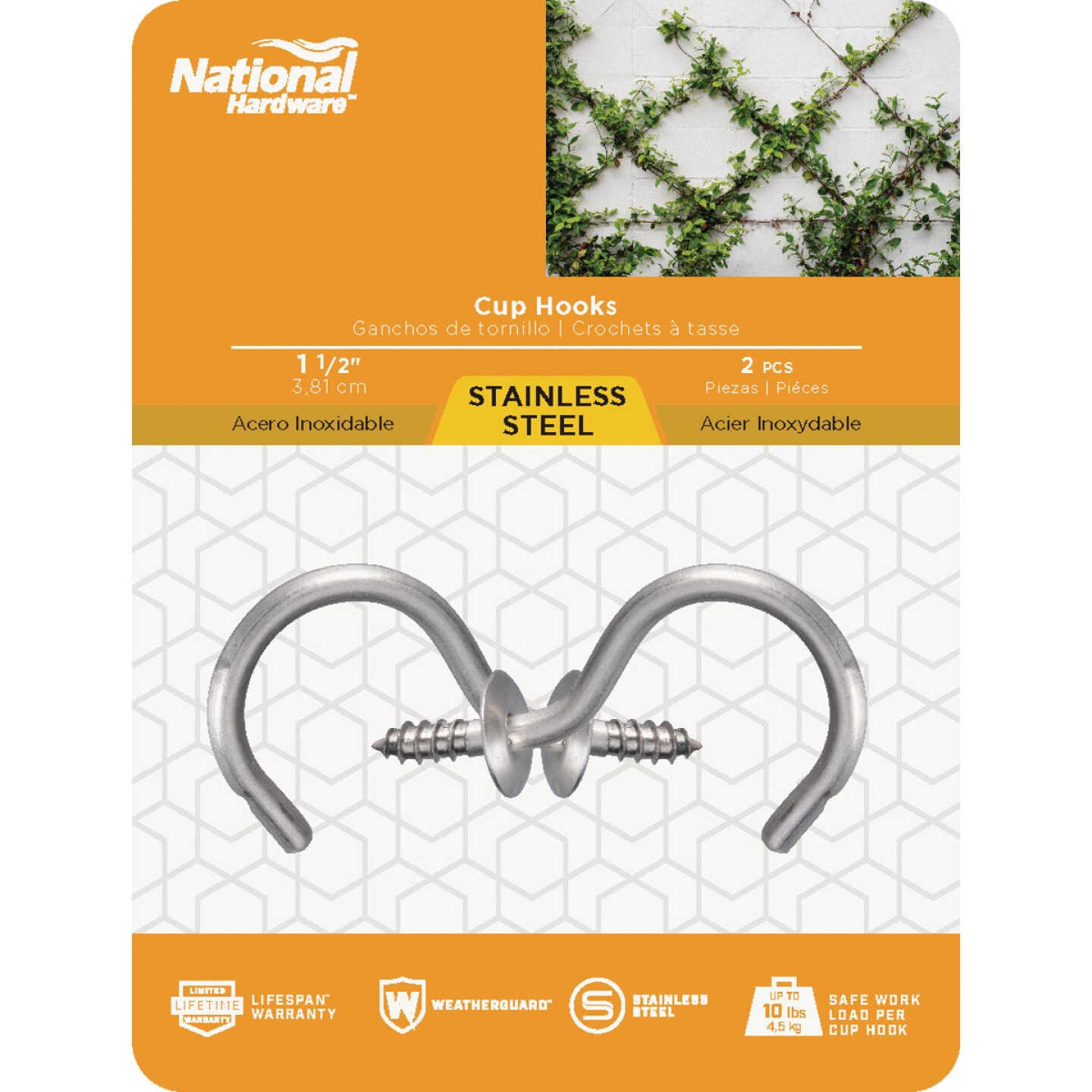 National Hardware 1-1/2 In. Stainless Steel Cup Hook Image 2