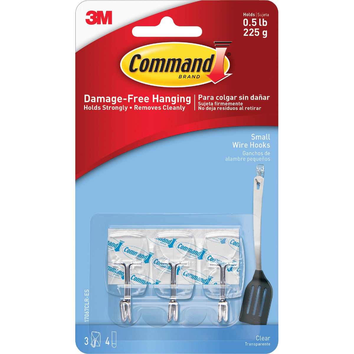 Command Small Clear Wire Hook with Clear Strips, 3 Hooks, 4 Strips Image 2