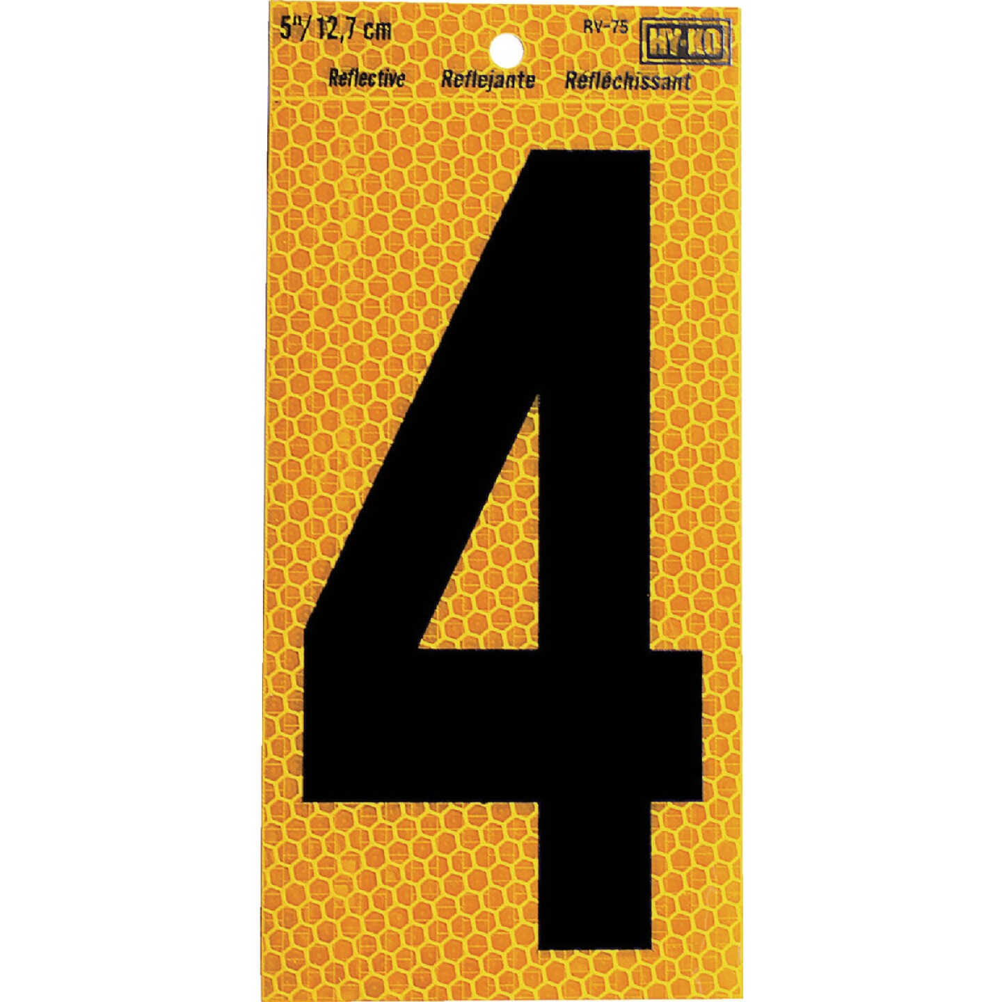 Hy-Ko 5 In. Yellow Reflective Number 4 Image 1