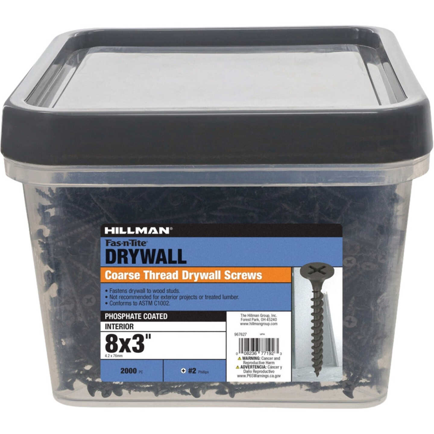 Hillman Fas-N-Tite #8 x 3 In. Coarse Thread Black Phosphate Drywall Screw (2000-Count) Image 2