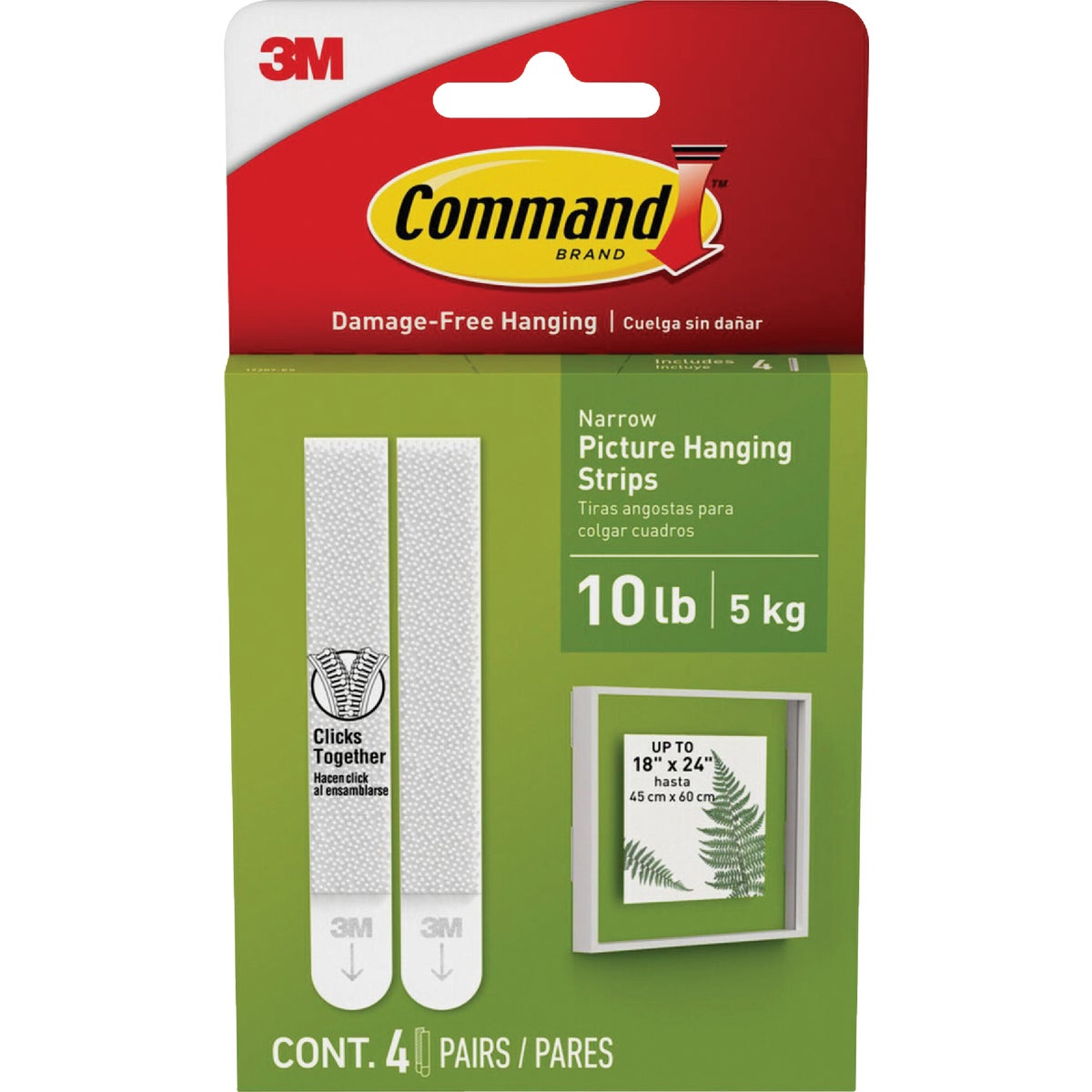 Command 10 lb Narrow White Picture Hanging Strips, 4 Pairs Image 1