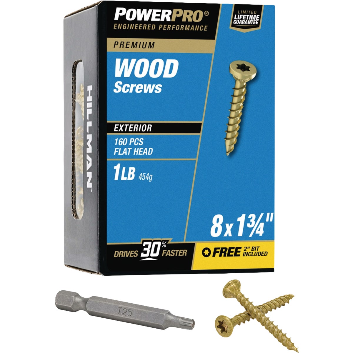 Hillman PowerPro #8 x 1-3/4 In. Premium Exterior Wood Screw (160-Count) Image 1