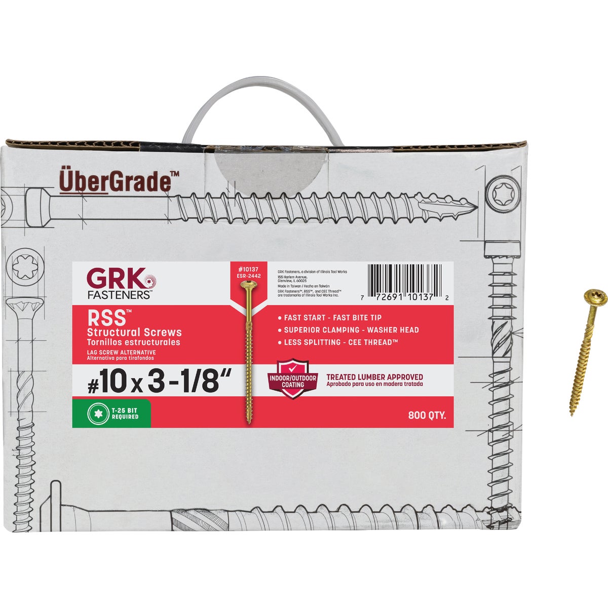 GRK RSS Rugged #10 x 3-1/8 In. Star Drive Washer-Head Structure Screw (800-Count) Image 1