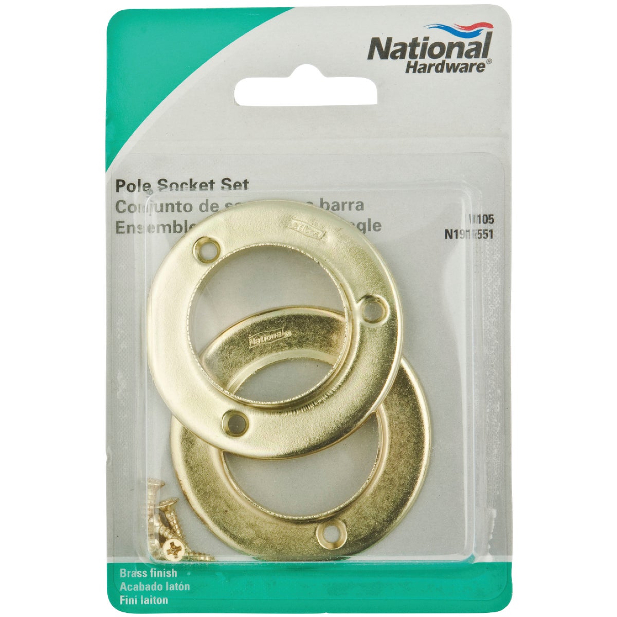 National Hardware 1-3/8 In. Satin Brass Steel Closet Rod Socket (2-Pack) Image 2