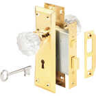 Defender Security Brass Keyed Mortise Entry Lock Set With Glass Knob Image 1