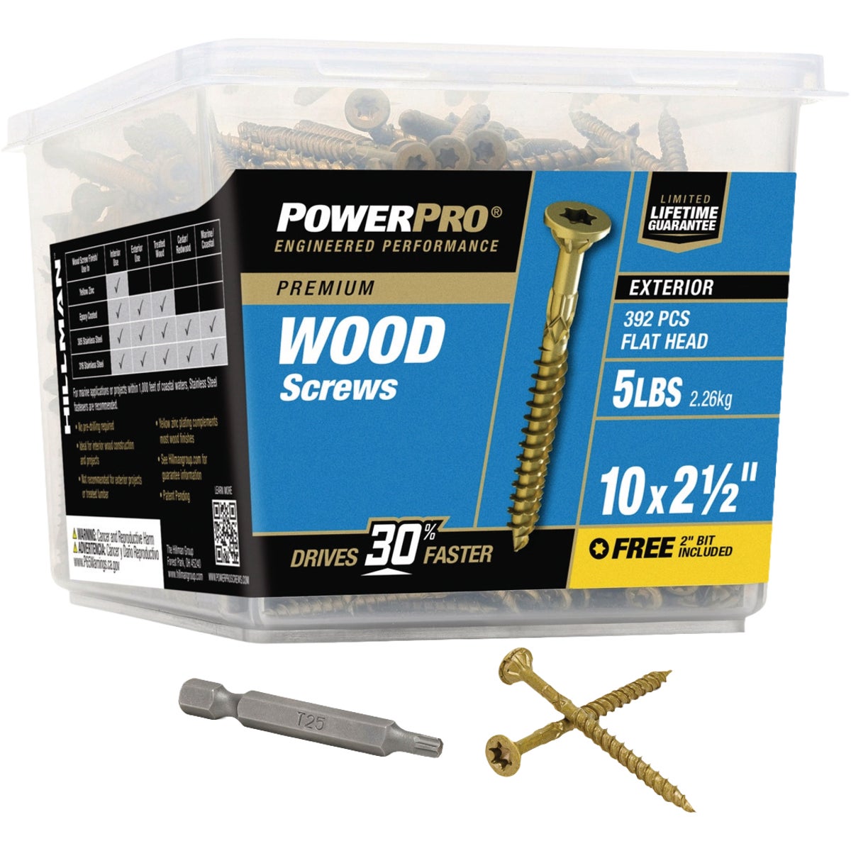 Hillman PowerPro #10 x 2-1/2 In. Premium Exterior Wood Screw (392-Count)