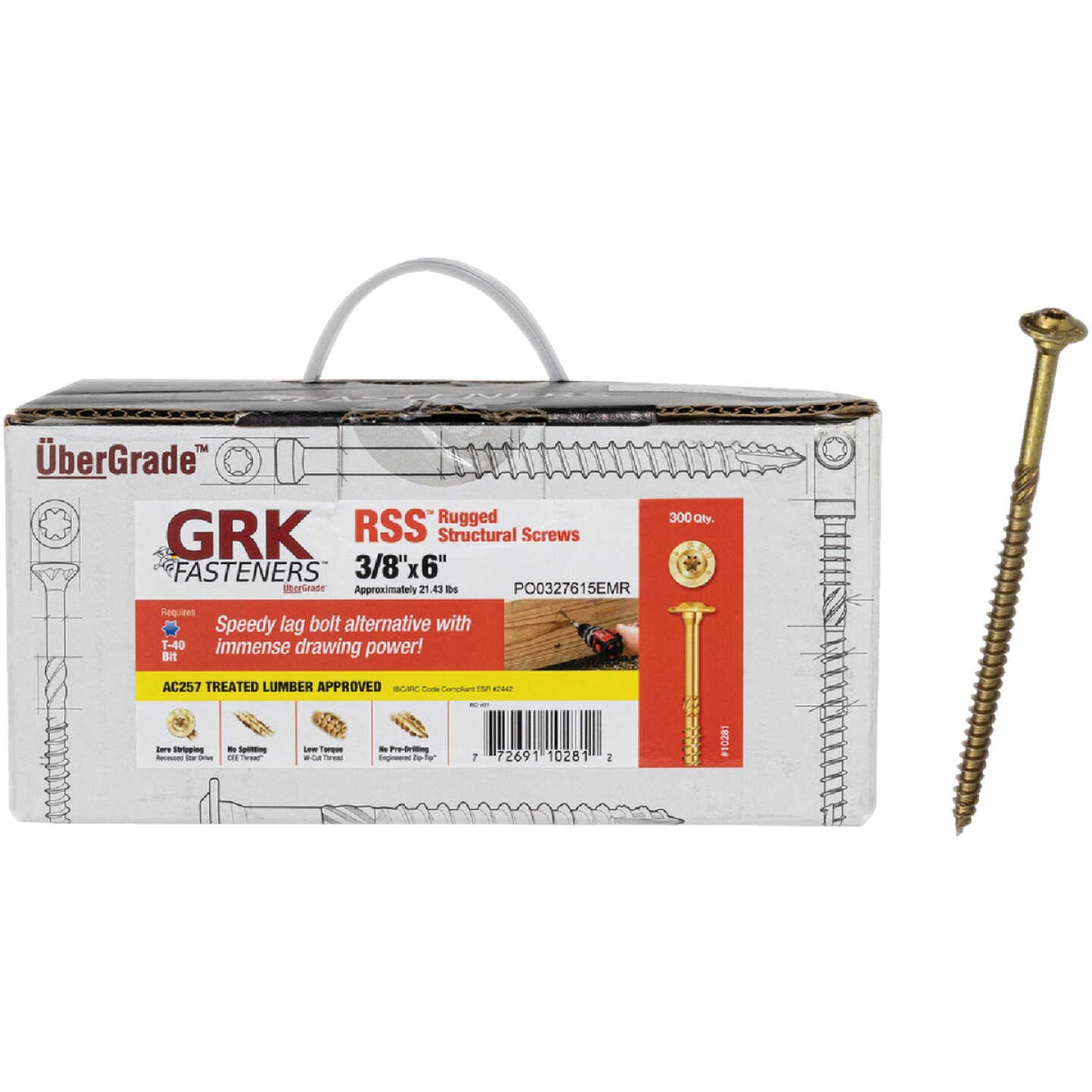 GRK RSS Rugged 3/8 In. x 6 In. Star Drive Washer-Head Structure Screw (300-Count) Image 1