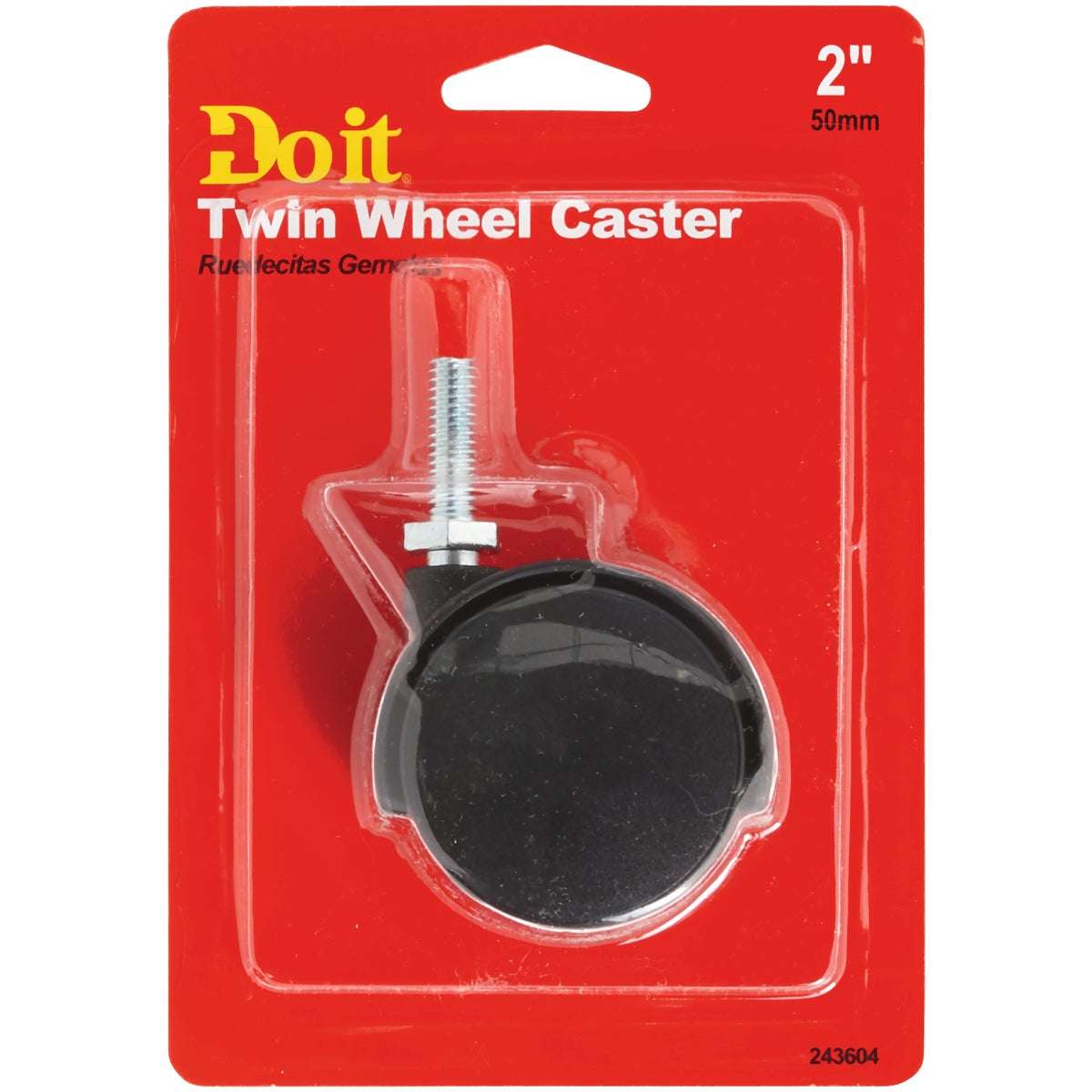 Do it 2 In. Dia. Black Twin Wheel Caster with 1 In. Threaded Stem (1-Count) Image 2