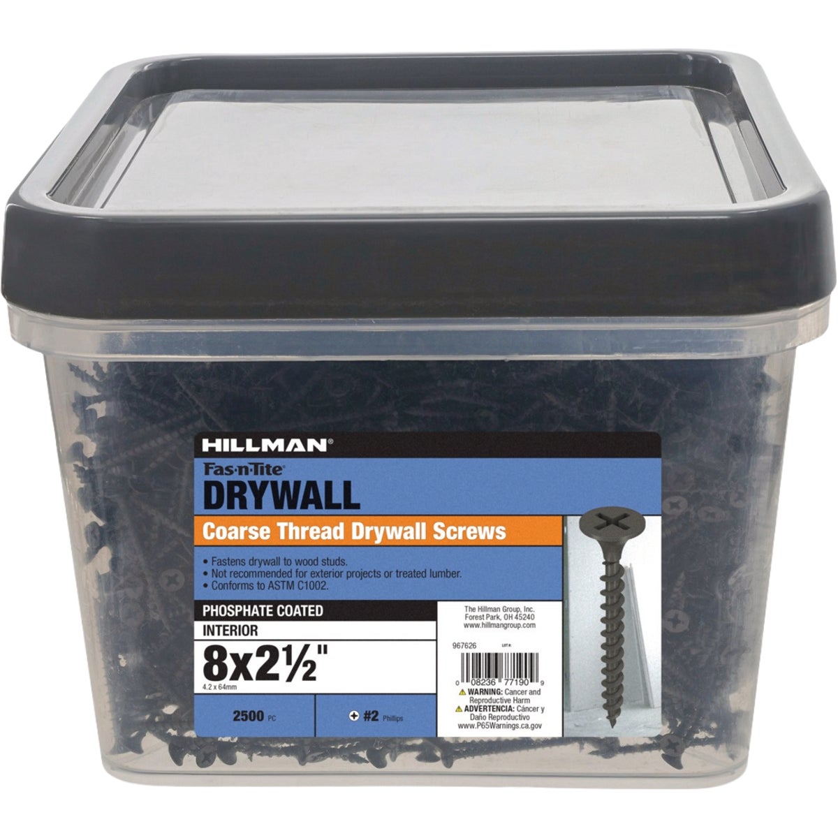 Hillman Fas-N-Tite #8 x 2-1/2 In. Coarse Thread Black Phosphate Drywall Screw (2500-Count) Image 2